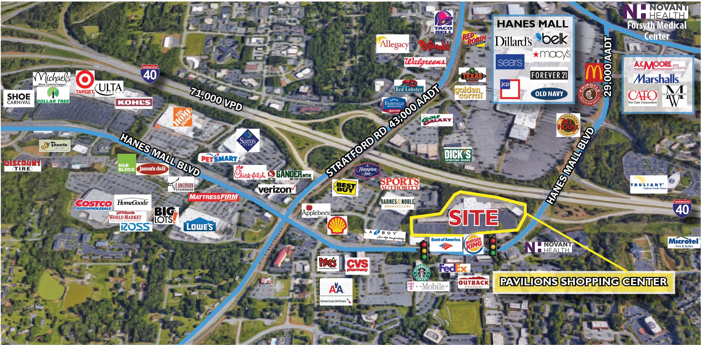 Hanes Mall Store Map Pavilions Shopping Center - Retail Space For Lease Winston Salem, Nc